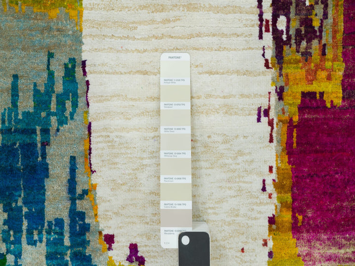 6'1" x 9'0" New Hand Knotted Multicolored Wool & Silk Rectangle Oriental Rug - MOA10290234