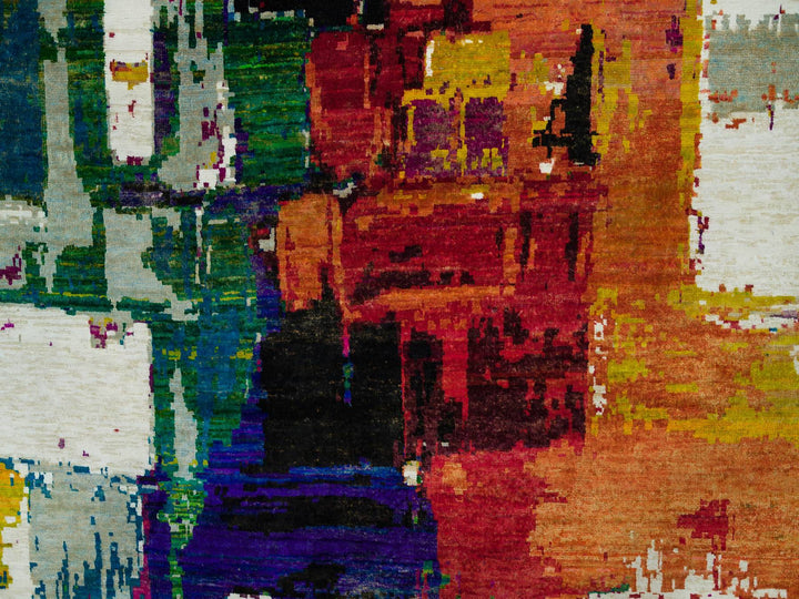 6'1" x 9'0" New Hand Knotted Multicolored Wool & Silk Rectangle Oriental Rug - MOA10290234
