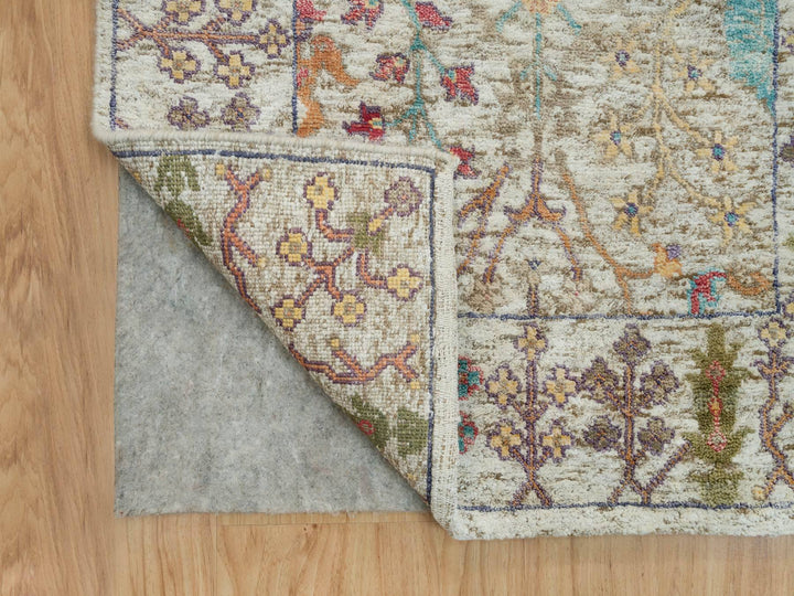 2'6" x 25'10" New Hand Knotted Beige Wool & Silk Runner Oriental Rug - MOA10290237
