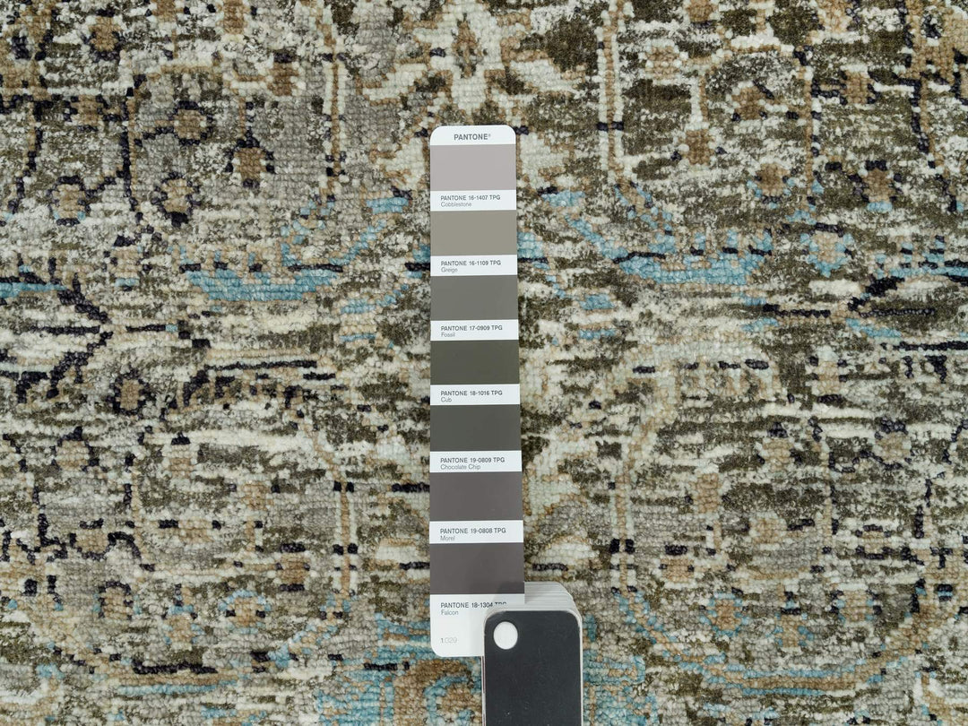 2'8" x 23'10" New Hand Knotted Grey Wool & Silk Runner Oriental Rug - MOA10290239