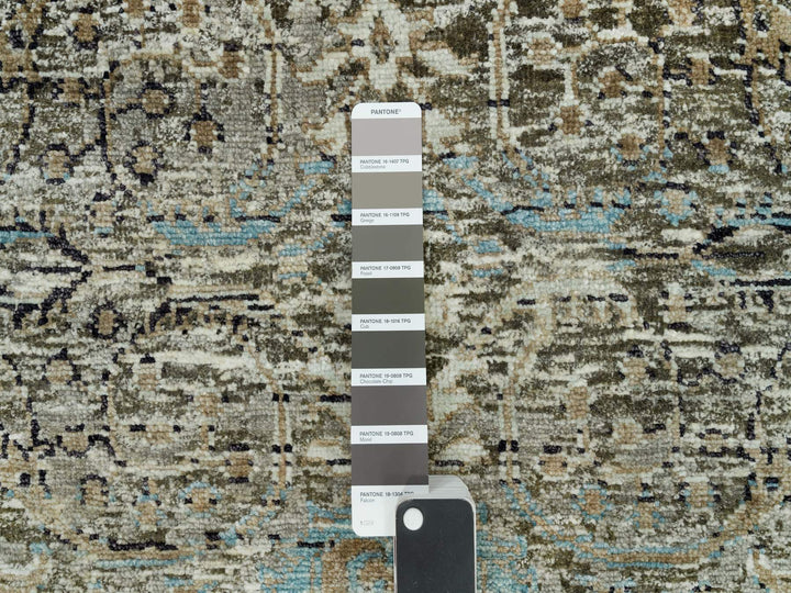 2'8" x 23'10" New Hand Knotted Grey Wool & Silk Runner Oriental Rug - MOA10290239