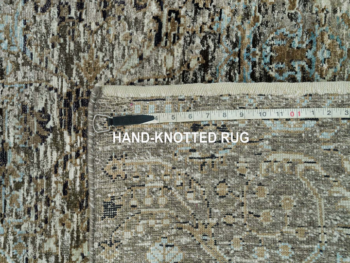 2'8" x 23'10" New Hand Knotted Grey Wool & Silk Runner Oriental Rug - MOA10290239