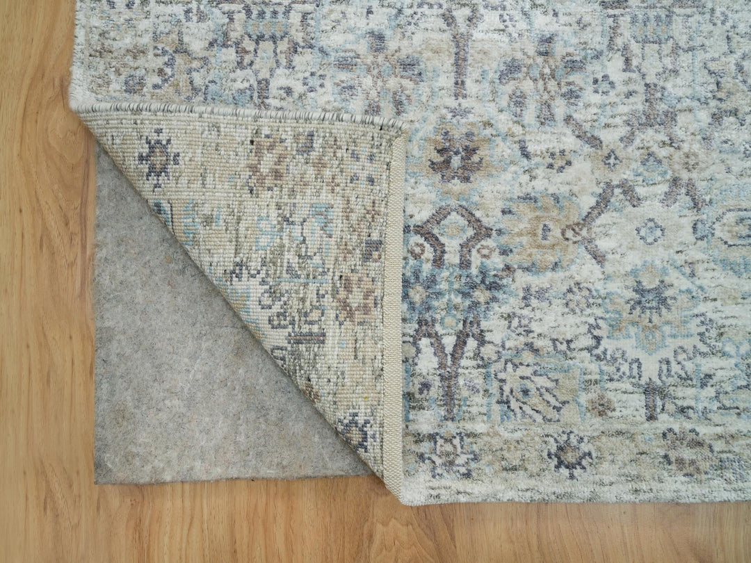2'6" x 9'10" New Hand Knotted Ivory Silk Runner Oriental Rug - MOA10290243