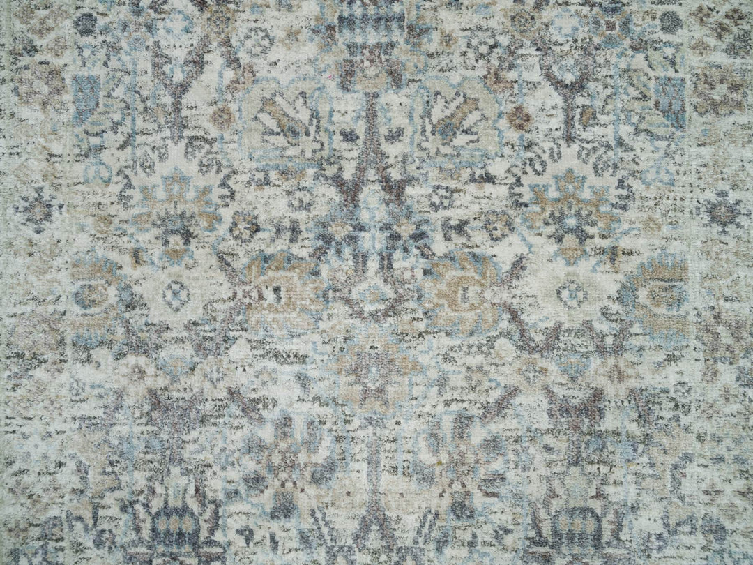 2'6" x 9'10" New Hand Knotted Ivory Silk Runner Oriental Rug - MOA10290243