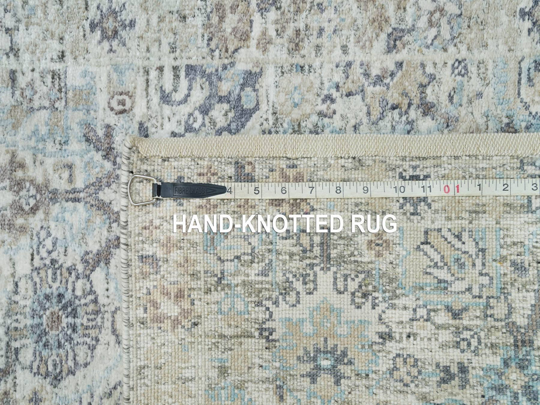 2'6" x 9'10" New Hand Knotted Ivory Wool & Silk Runner Oriental Rug - MOA10290243
