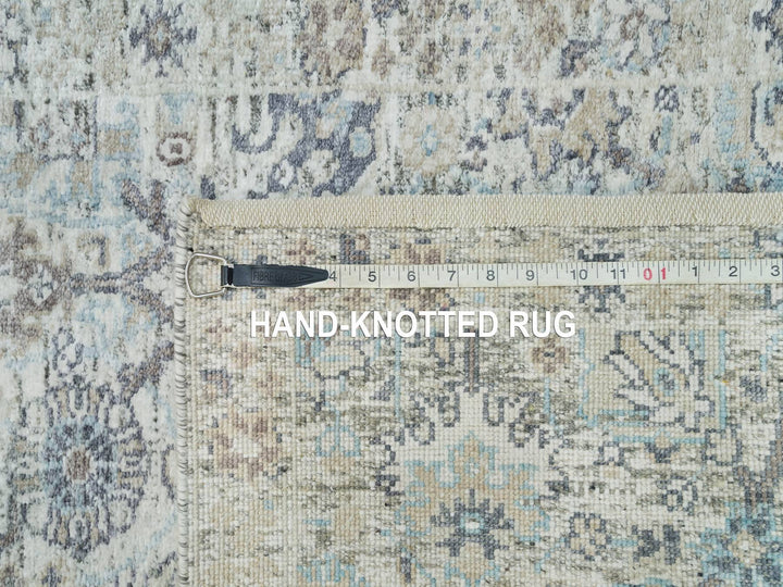 2'6" x 9'10" New Hand Knotted Ivory Silk Runner Oriental Rug - MOA10290243