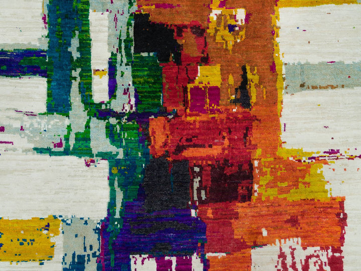 4'0" x 5'10" New Hand Knotted Multicolored Wool & Silk Rectangle Oriental Rug - MOA10290249