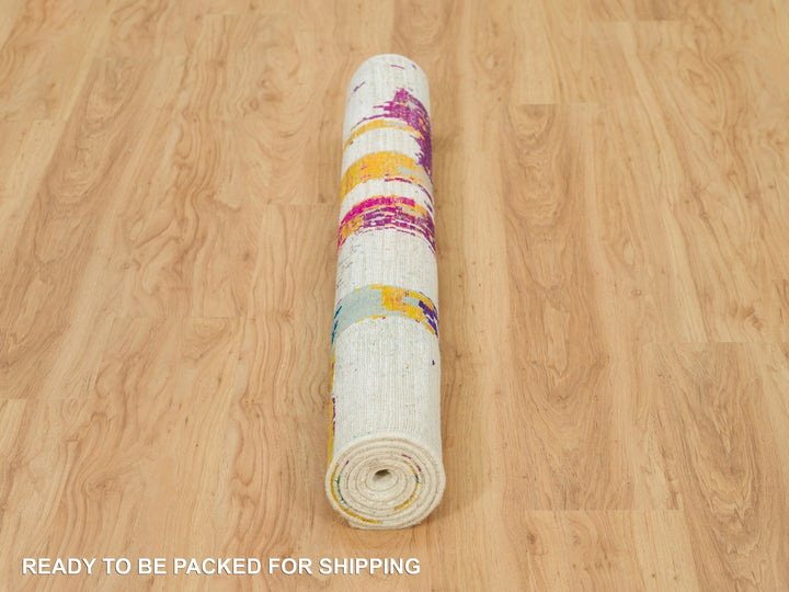 4'0" x 5'10" New Hand Knotted Ivory Wool & Silk Rectangle Oriental Rug - MOA10290249