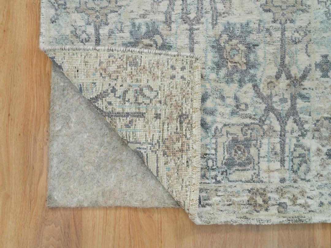 2'0" x 3'1" New Hand Knotted Ivory Wool & Silk Rectangle Oriental Rug - MOA10290253