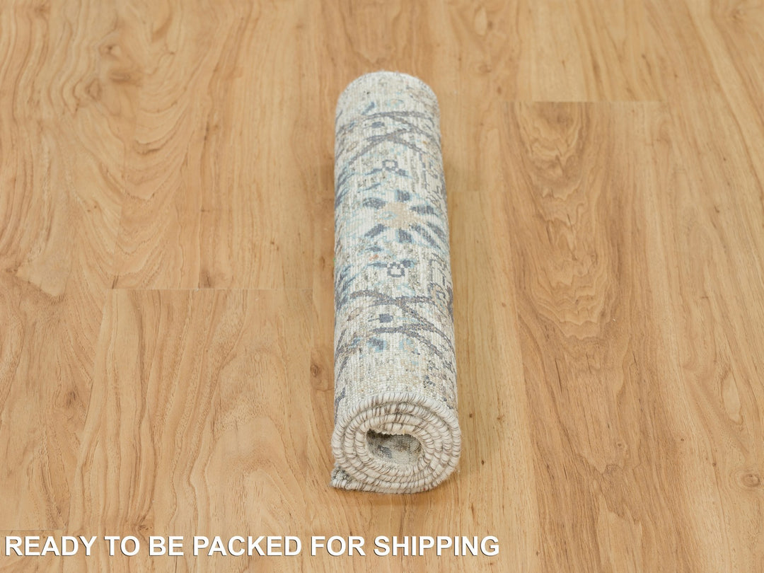 2'0" x 3'1" New Hand Knotted Ivory Wool & Silk Rectangle Oriental Rug - MOA10290253