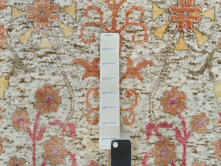 6'0" x 6'0" New Hand Knotted Beige Wool & Silk Round Oriental Rug - MOA10290257