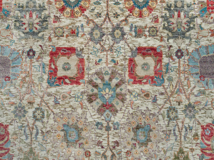 6'0" x 6'0" New Hand Knotted Ivory Wool & Silk Round Oriental Rug - MOA10290258