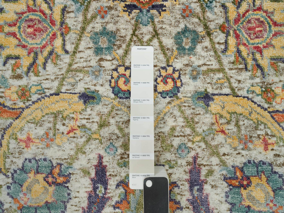 2'0" x 3'1" New Hand Knotted Beige Wool & Silk Rectangle Oriental Rug - MOA10290263