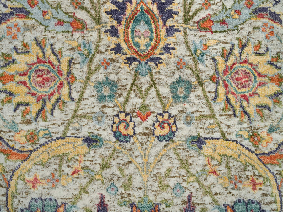 2'0" x 3'1" New Hand Knotted Beige Wool & Silk Rectangle Oriental Rug - MOA10290263