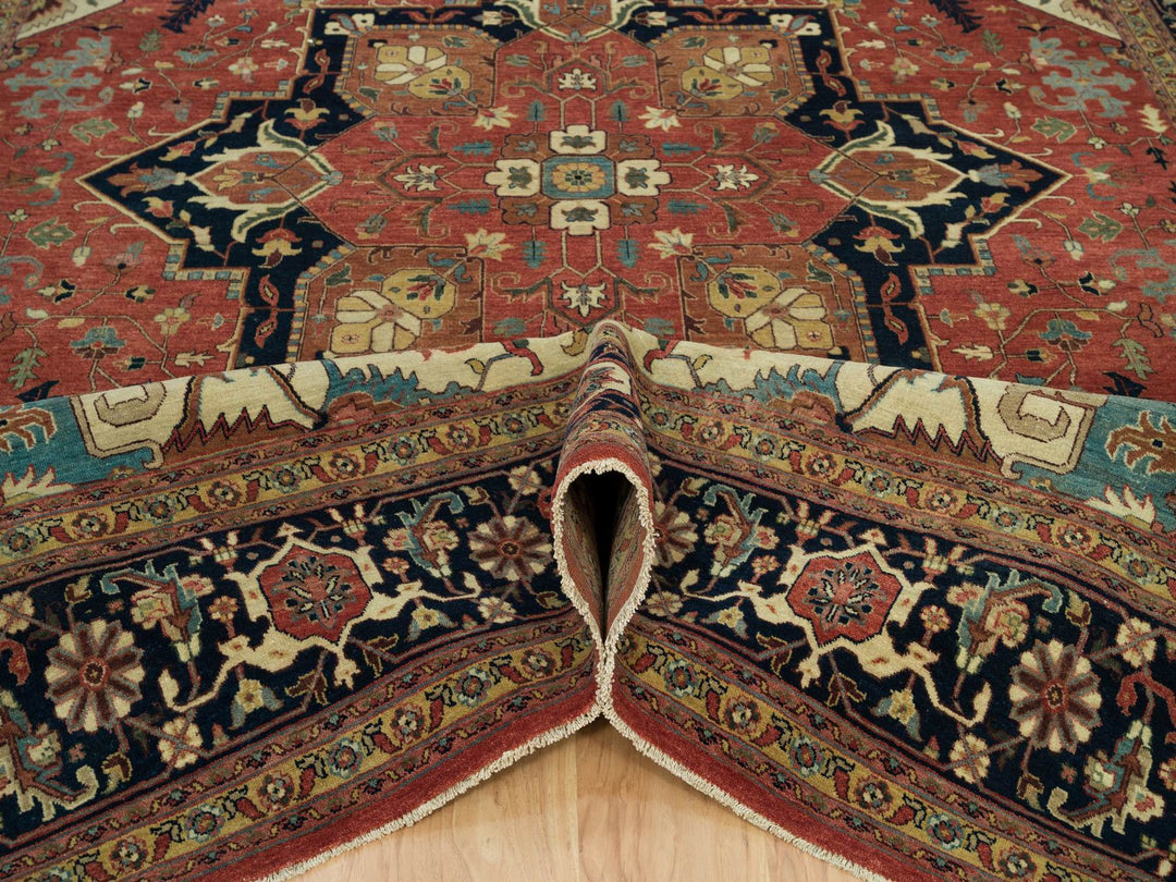 9'11" x 14'0" New Hand Knotted Red Wool Rectangle Oriental Rug - MOA10290268