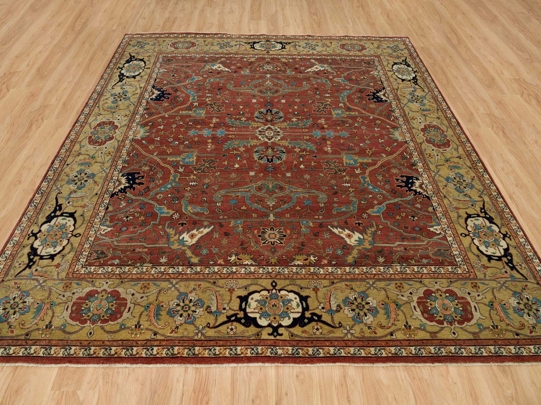 10'1" x 10'3" New Hand Knotted Red Wool Square Oriental Rug - MOA10290269