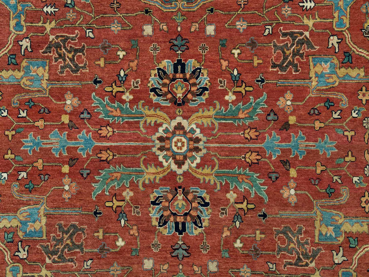10'1" x 10'3" New Hand Knotted Red Wool Square Oriental Rug - MOA10290269