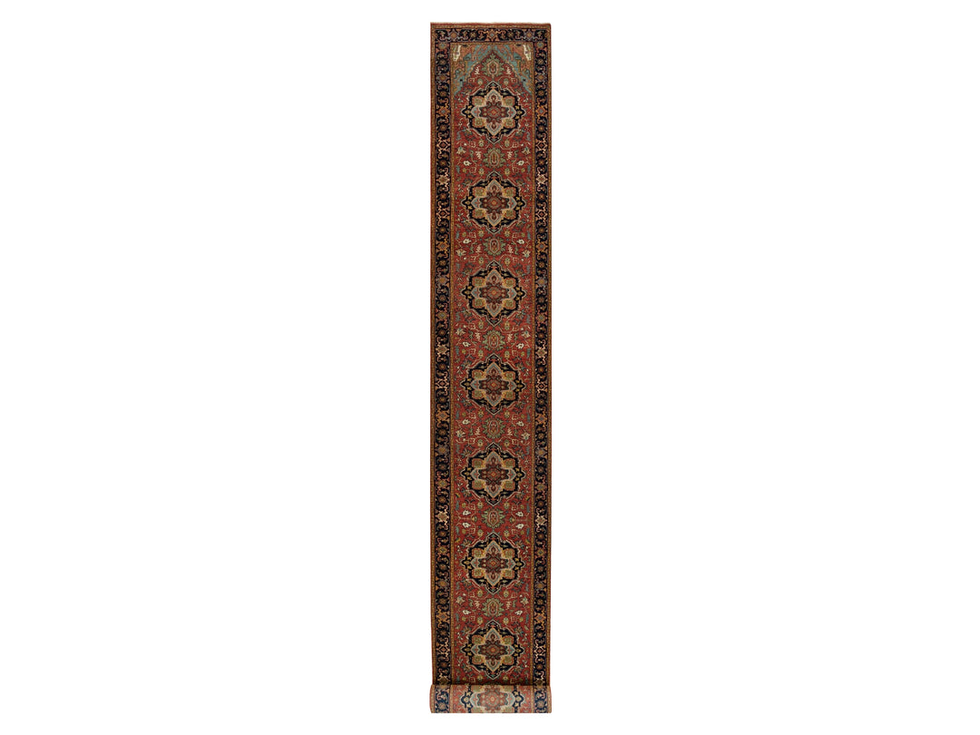2'8" x 22'0" New Hand Knotted Red Wool Runner Oriental Rug - MOA10290270