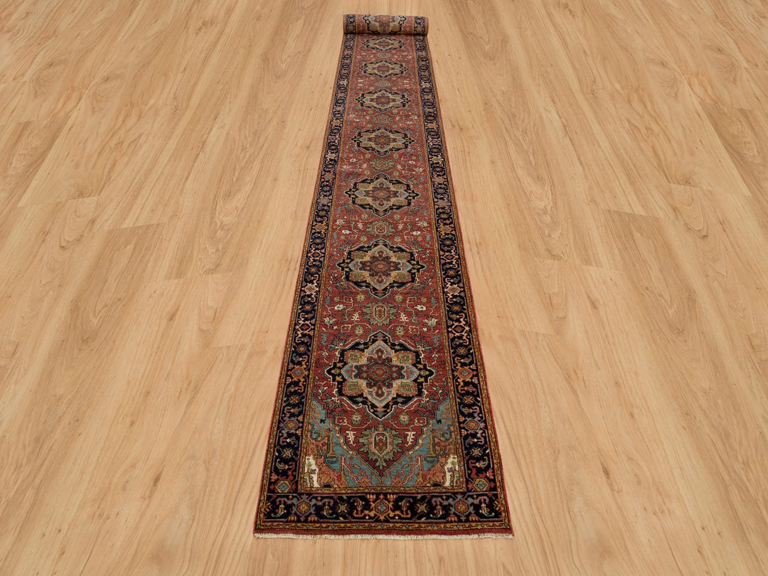 2'8" x 22'0" New Hand Knotted Red Wool Runner Oriental Rug - MOA10290270