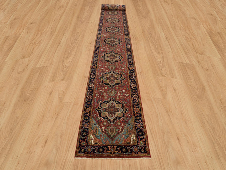 2'8" x 22'0" New Hand Knotted Red Wool Runner Oriental Rug - MOA10290270
