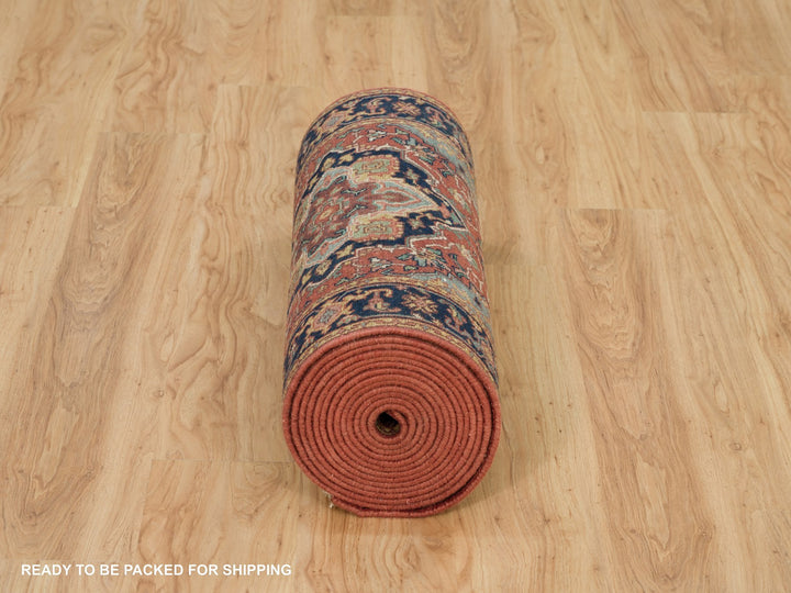 2'8" x 22'0" New Hand Knotted Red Wool Runner Oriental Rug - MOA10290270