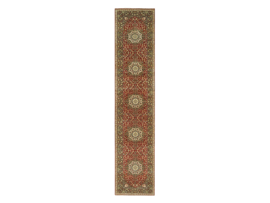2'7" x 12'4" New Hand Knotted Red Wool Runner Oriental Rug - MOA10290282