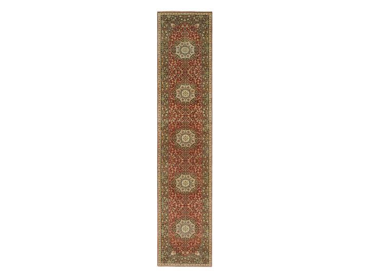 2'7" x 12'4" New Hand Knotted Red Wool Runner Oriental Rug - MOA10290282
