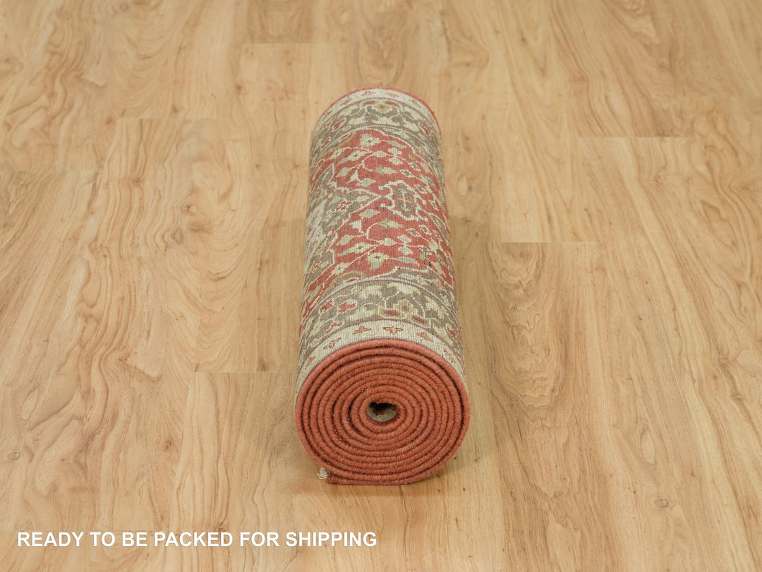 2'7" x 12'4" New Hand Knotted Red Wool Runner Oriental Rug - MOA10290282