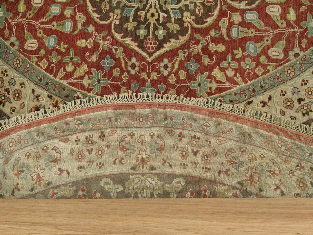 10'0" x 10'0" New Hand Knotted Red Wool Round Oriental Rug - MOA10290287