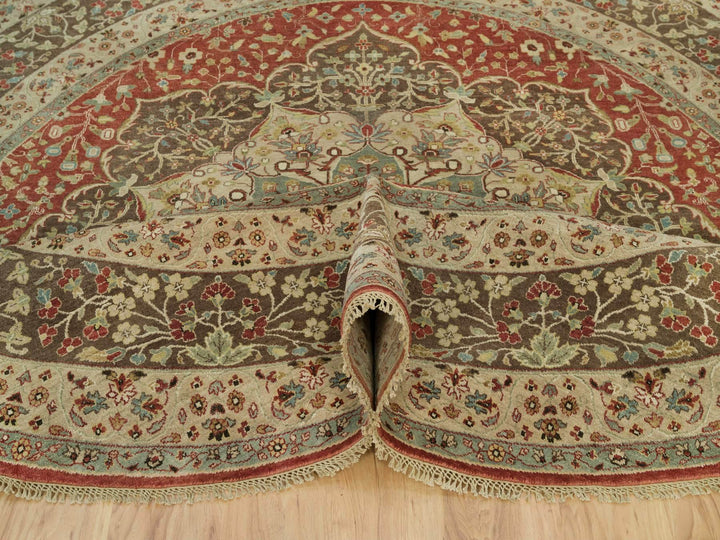 10'0" x 10'0" New Hand Knotted Red Wool Round Oriental Rug - MOA10290287