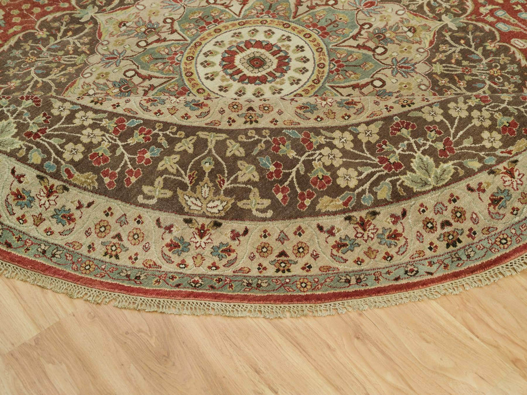 10'0" x 10'0" New Hand Knotted Red Wool Round Oriental Rug - MOA10290287