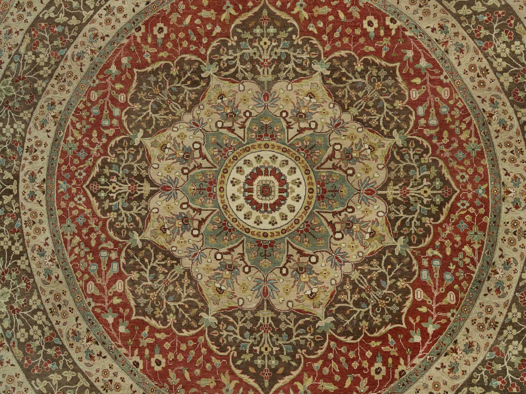10'0" x 10'0" New Hand Knotted Red Wool Round Oriental Rug - MOA10290287