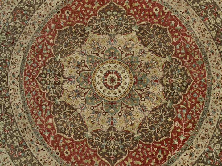 10'0" x 10'0" New Hand Knotted Red Wool Round Oriental Rug - MOA10290287