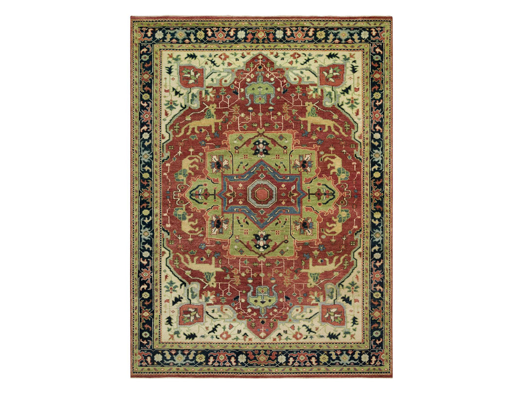 8'9" x 12'0" New Hand Knotted Red Wool Rectangle Oriental Rug - MOA10290289