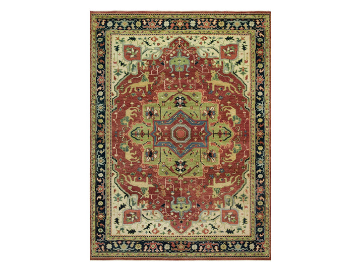 8'9" x 12'0" New Hand Knotted Red Wool Rectangle Oriental Rug - MOA10290289