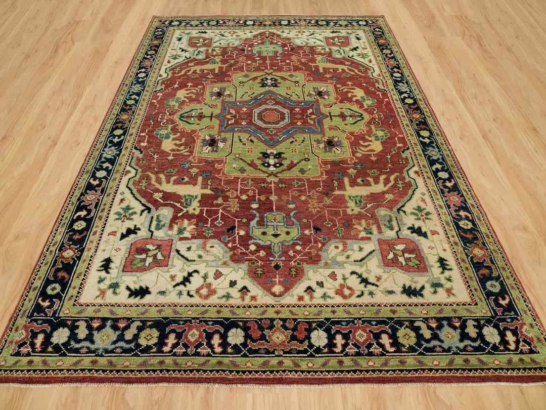 8'9" x 12'0" New Hand Knotted Red Wool Rectangle Oriental Rug - MOA10290289