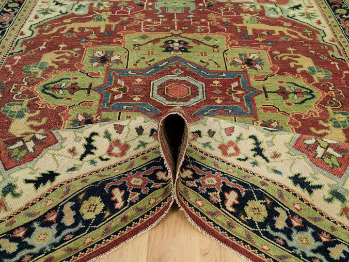 8'9" x 12'0" New Hand Knotted Red Wool Rectangle Oriental Rug - MOA10290289