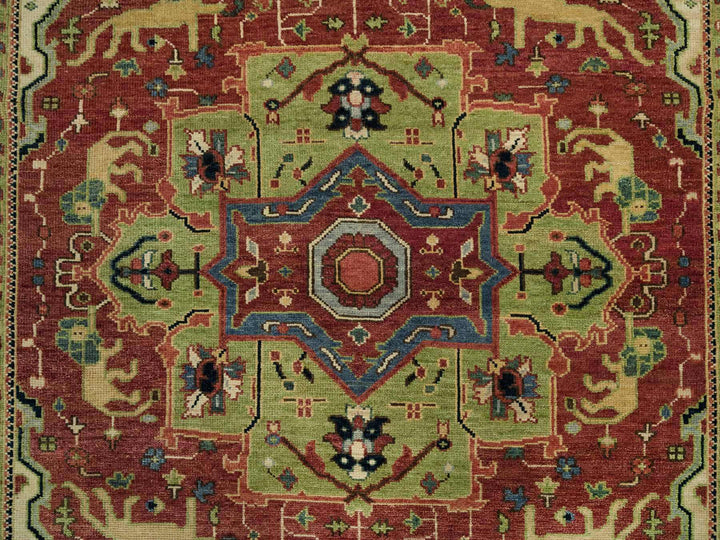 8'9" x 12'0" New Hand Knotted Red Wool Rectangle Oriental Rug - MOA10290289