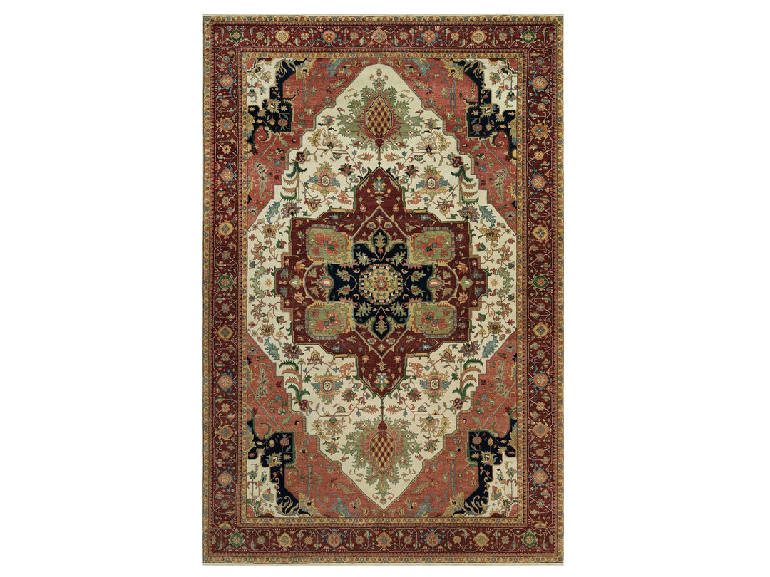 11'9" x 18'2" New Hand Knotted Ivory Wool Rectangle Oriental Rug - MOA10290291
