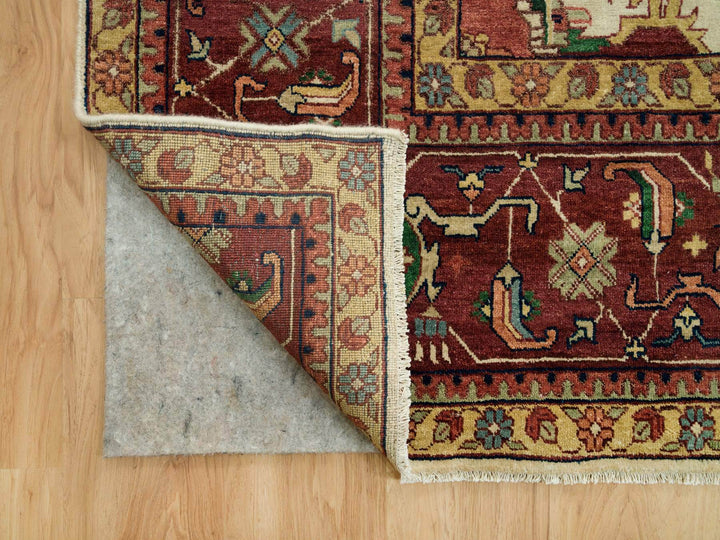 11'9" x 18'2" New Hand Knotted Ivory Wool Rectangle Oriental Rug - MOA10290291