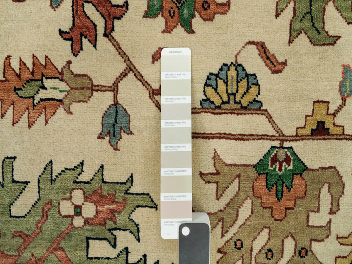 11'9" x 18'2" New Hand Knotted Ivory Wool Rectangle Oriental Rug - MOA10290291