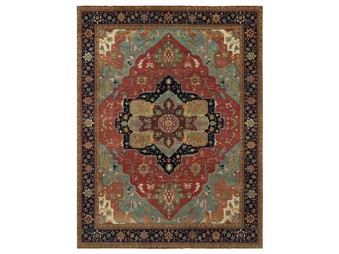 13'10" x 18'1" New Hand Knotted Red Wool Rectangle Oriental Rug - MOA10290298