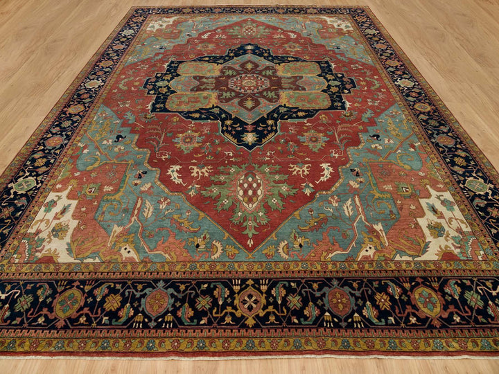 13'10" x 18'1" New Hand Knotted Red Wool Rectangle Oriental Rug - MOA10290298