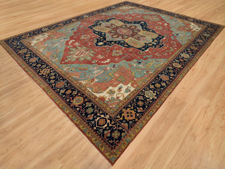 13'10" x 18'1" New Hand Knotted Red Wool Rectangle Oriental Rug - MOA10290298