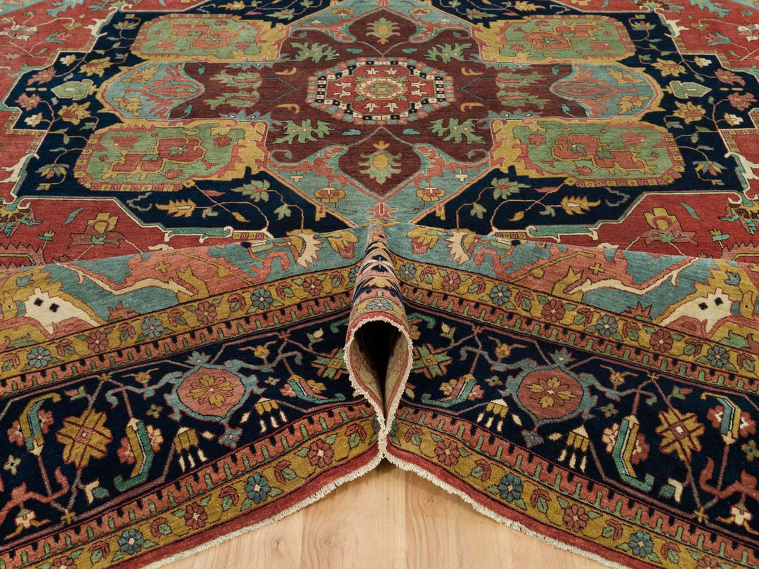 13'10" x 18'1" New Hand Knotted Red Wool Rectangle Oriental Rug - MOA10290298