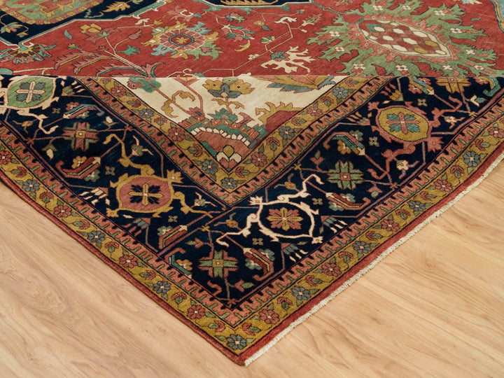 13'10" x 18'1" New Hand Knotted Red Wool Rectangle Oriental Rug - MOA10290298