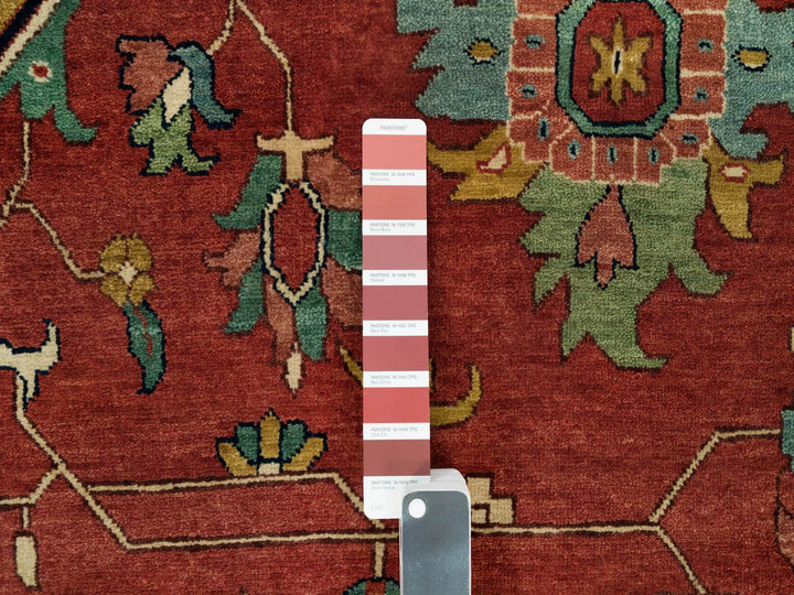 13'10" x 18'1" New Hand Knotted Red Wool Rectangle Oriental Rug - MOA10290298