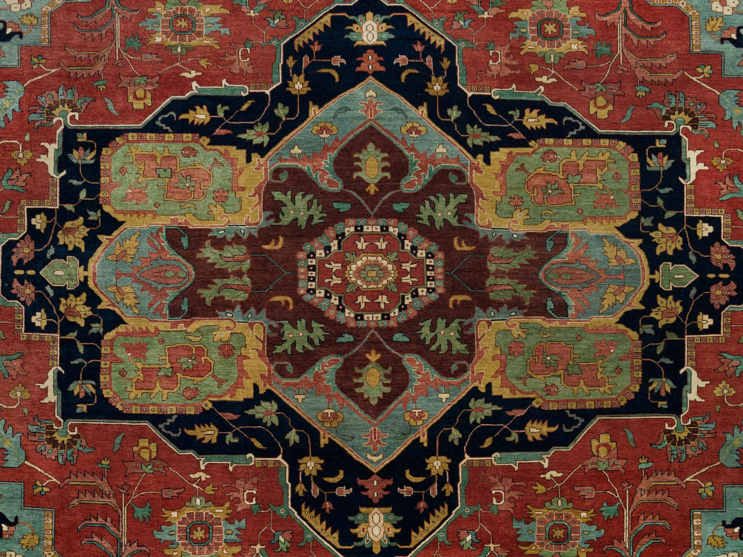 13'10" x 18'1" New Hand Knotted Red Wool Rectangle Oriental Rug - MOA10290298