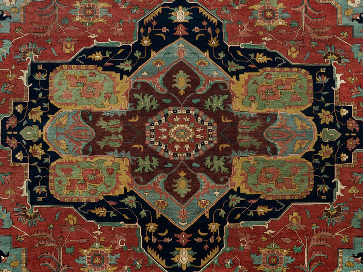 13'10" x 18'1" New Hand Knotted Red Wool Rectangle Oriental Rug - MOA10290298