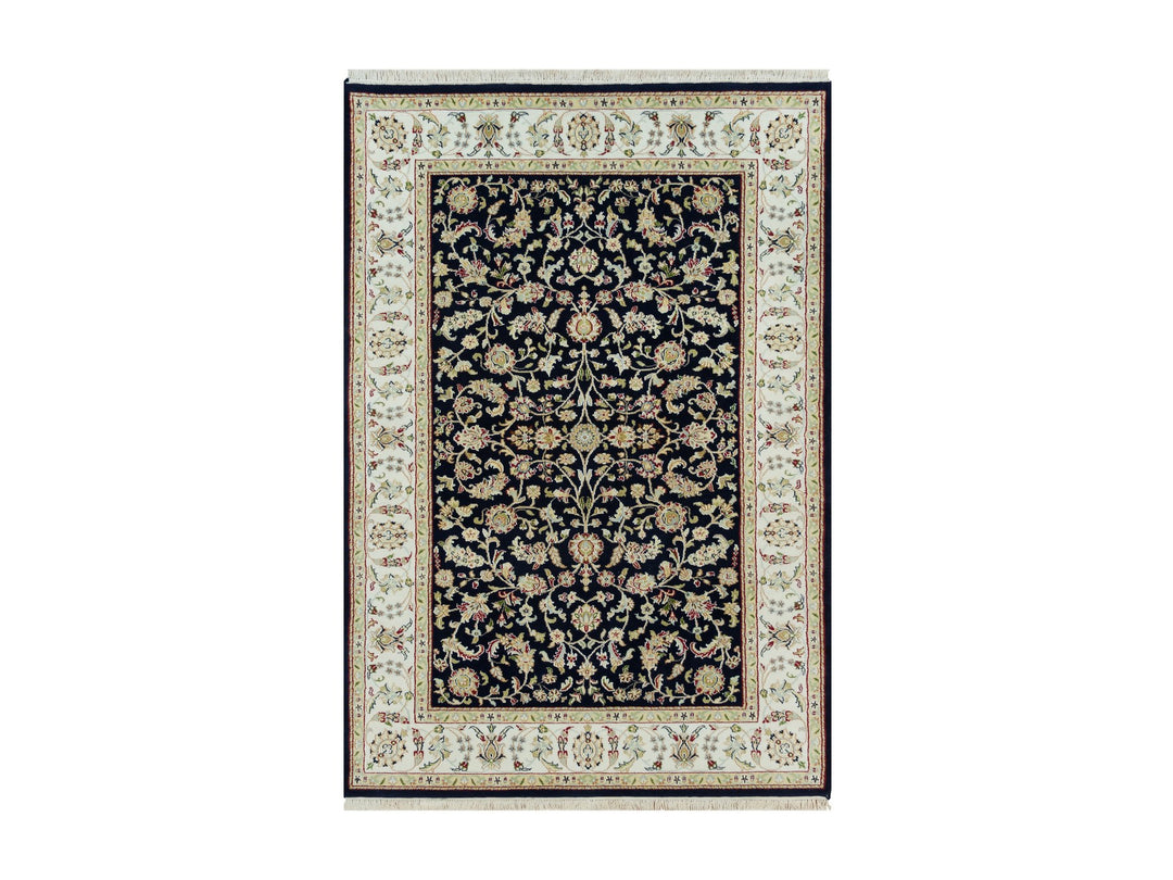 4'10" x 7'2" New Hand Knotted Blue Wool Rectangle Oriental Rug - MOA10290308